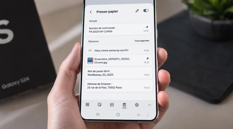 Presse-papier sur Samsung