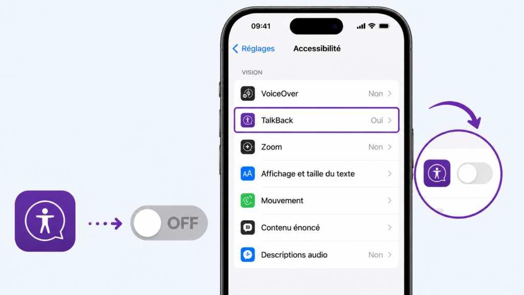 désactiver TalkBack sur iPhone
