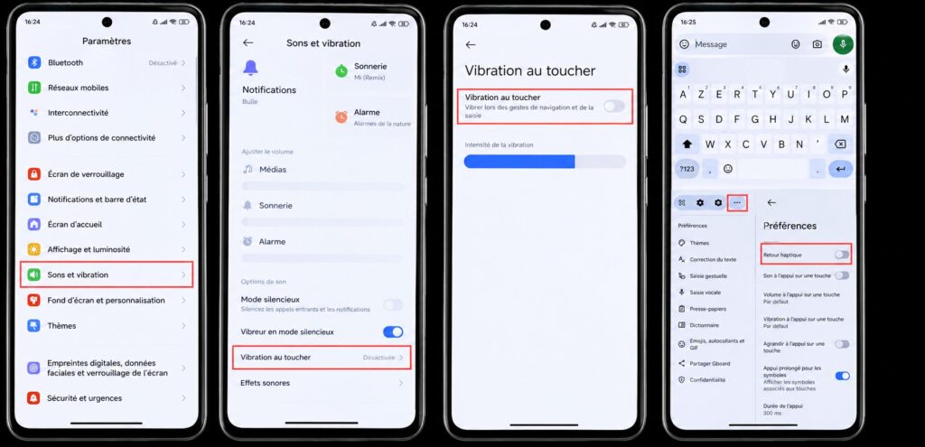 enlever vibration des touches sur Xiaomi